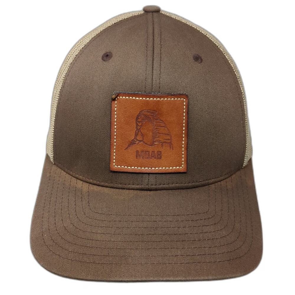 Gearheads Moab Brown One Size Trucker Hat Leather Patch Mesh Back Snapback